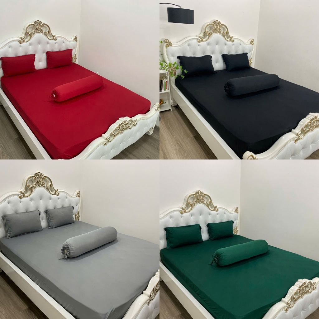 {SP1 - HỎA TỐC} TỔNG HỢP 16 MÀU- Bộ Ga Gối Thun Màu Trơn 4 Món ( 1 Ga Bọc + 2 Vỏ Gối Nằm + 1 Vỏ Gối Ôm)