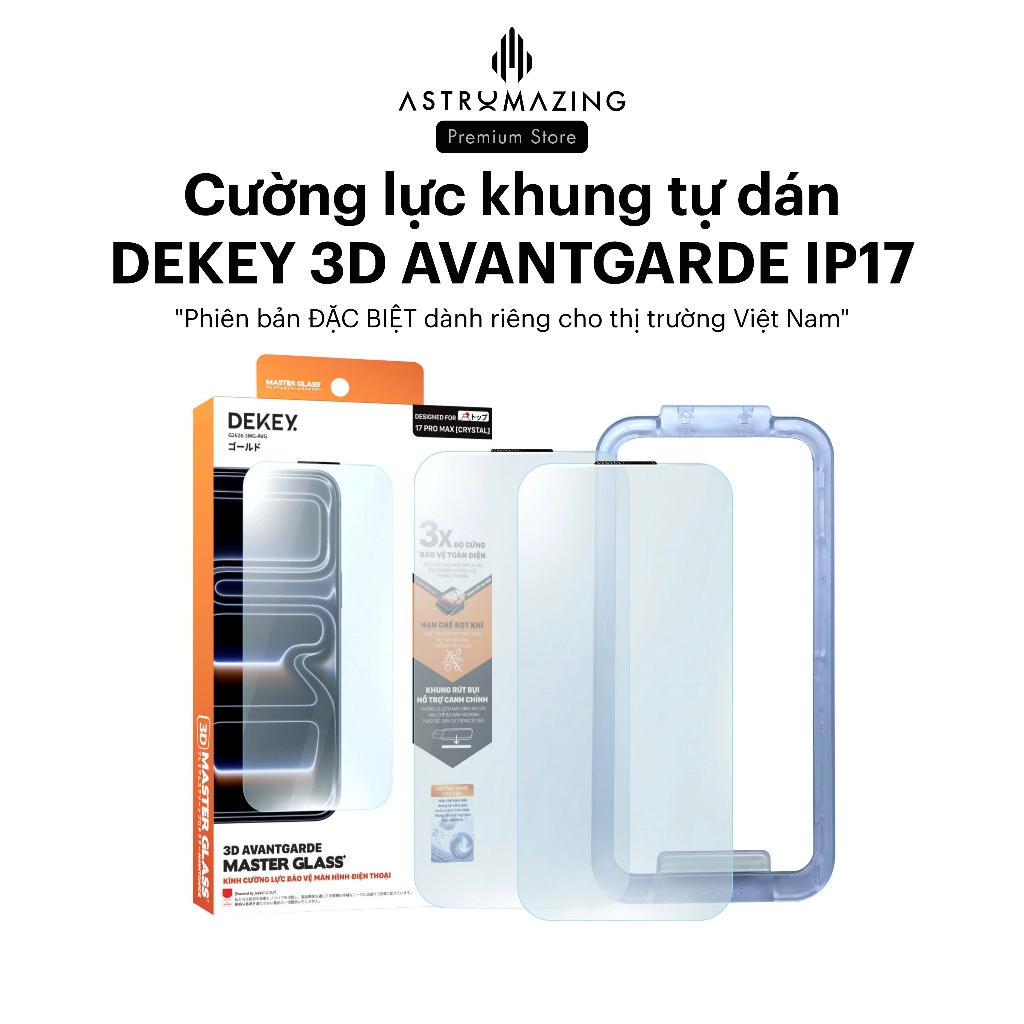 Cường lực khung tự dán DEKEY Master Glass 3D Avantgarde cho iP 16 & 17 Series