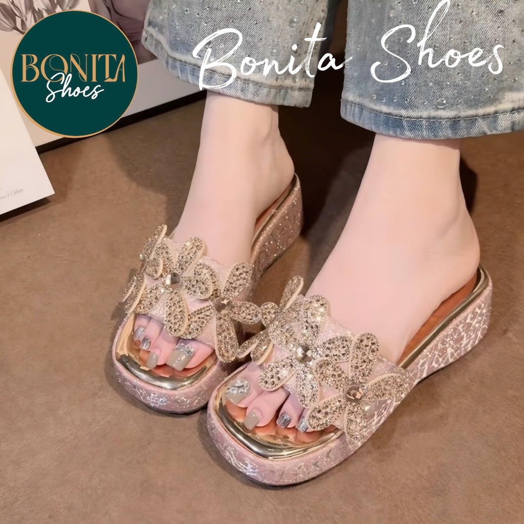NS2 Dép xuồng 3 bông đá cao 6 cm - Bonita Shoes DX028