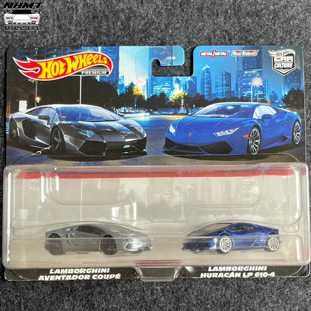 Mô Hình Xe - Hot Wheels Premium Set 2 Lamborghini Aventador & Huracan LP610-4 ( Loose Card )