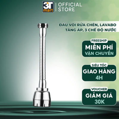 Đầu vòi tăng áp rửa bát điều hướng xoay 360 dài 17cm độ 3 chế độ nước C'MON DV-06
