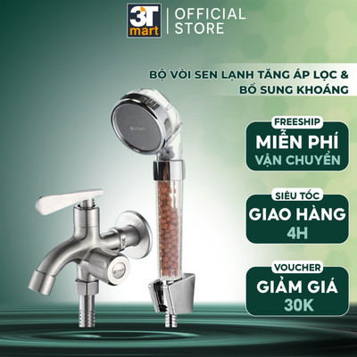 Bộ vòi sen tăng áp LỌC và BỔ SUNG KHOÁNG C'MON VIETNAM TS-11 và củ sen lạnh C'MON VIETNAM CSL-01