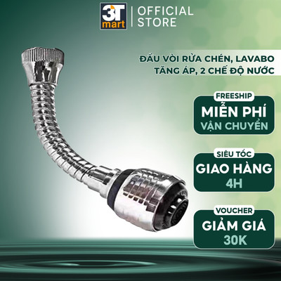Đầu vòi rửa chén tăng áp xoay trục lò xo 15cm 360 độ 2 chế độ nước C'MON DV-02