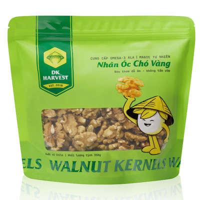 Hạt óc chó tách vỏ, tốt cho bà bầu, hạt óc chó chính hãng 100% DK HARVEST, Túi 350g, hạt óc chó ăn liền, ăn vặt healthy