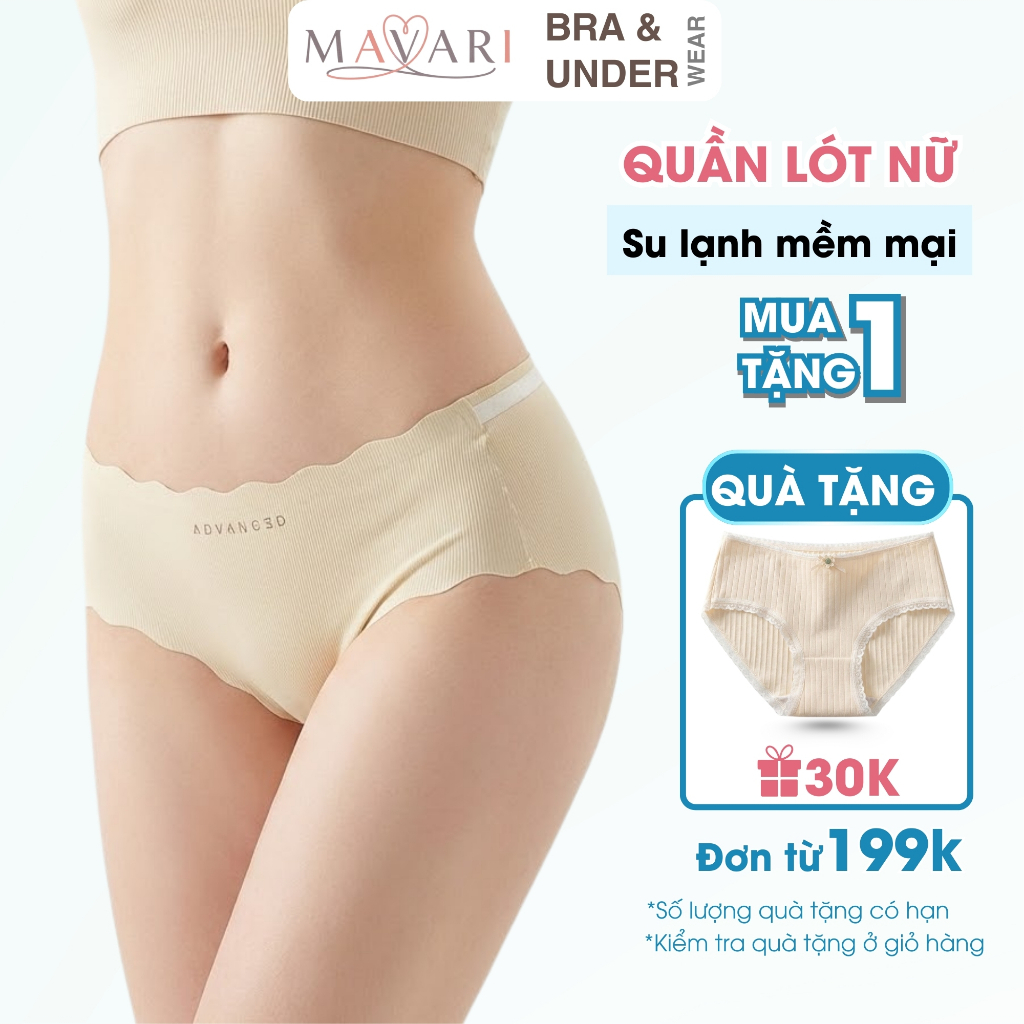 Quần lót nữ cao cấp - Quần lót su gân lượn sóng, kháng khuẩn MAVARI L8368