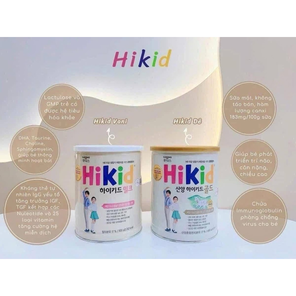 Sữa Hikid Vani,hikid dê tăng chiều cao lon 600g