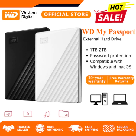 Ổ cứng di động ngoài Western Digital WD My Passport 1TB/2TB USB 3.2/USB 3.0 HDD Ổ cứng ngoài HDD