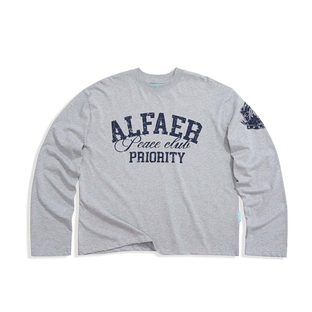 ÁO ALFAER “ALFAER” PRIORITY LONGSLEEVE T-SHIRT - PEPPER GREY