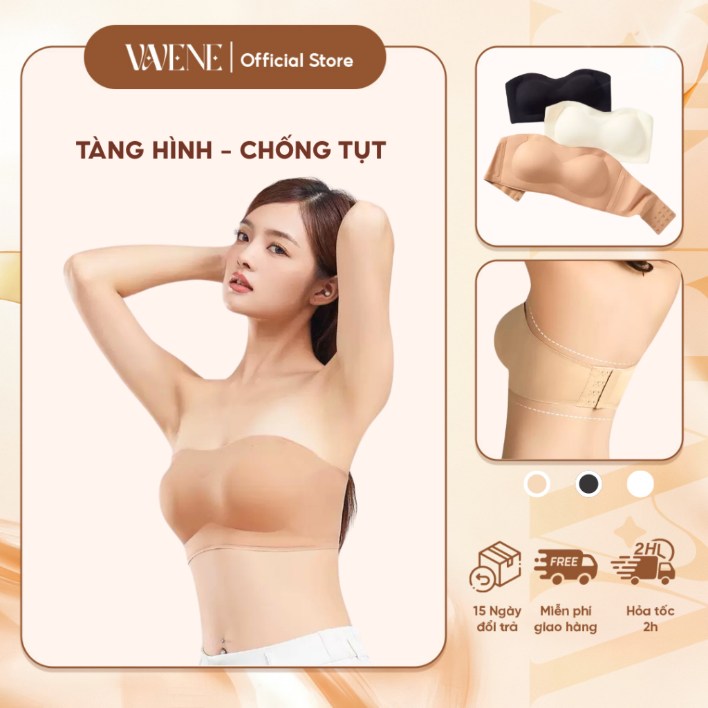 Áo lót quây, áo su kem nền TÀNG HÌNH cao cấp đệm 1,5cm, AL19 không viền chống tụt có đệm mút chống xệ | BigBuy360 - bigbuy360.vn