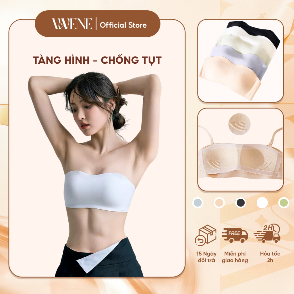 Áo Lót Nữ Su Lụa Sữa DORIS AL397, Áo lót mềm mịn mặc áo váy ôm sát k lộ viền, áo su quây chống tụt đệm mỏng