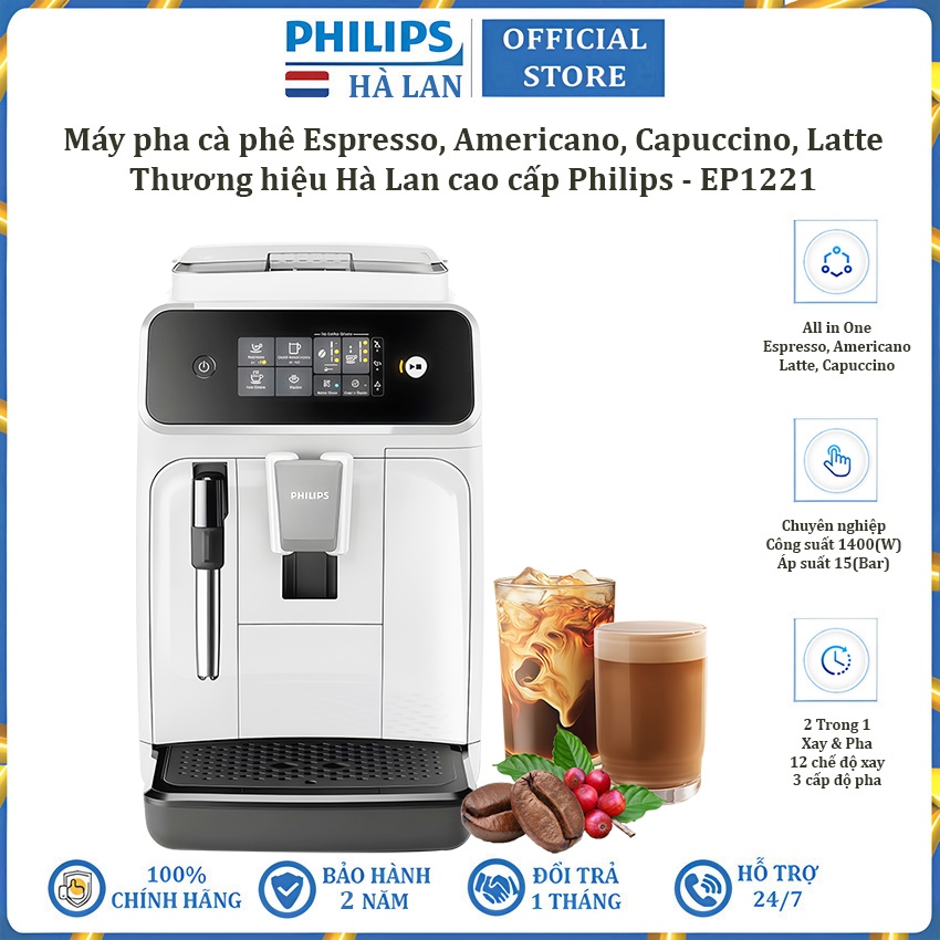 Máy pha cà phê Espresso, Americano tự động và Capuccino, Latte thương hiệu Philips EP1221/69, công s