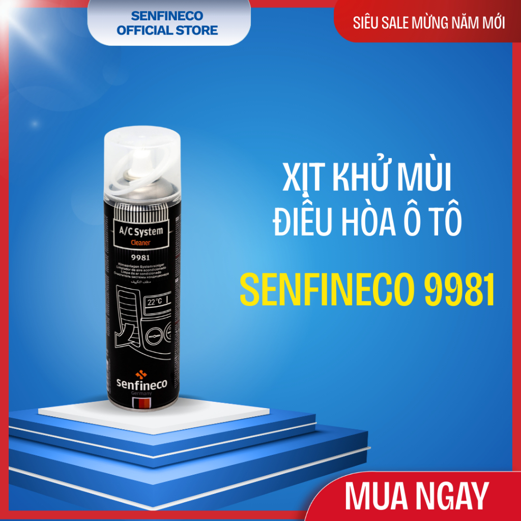 Vòi xịt vệ sinh máy lạnh khử mùi ô tô Senfineco 9981 System Cleaner dung tích 520ml