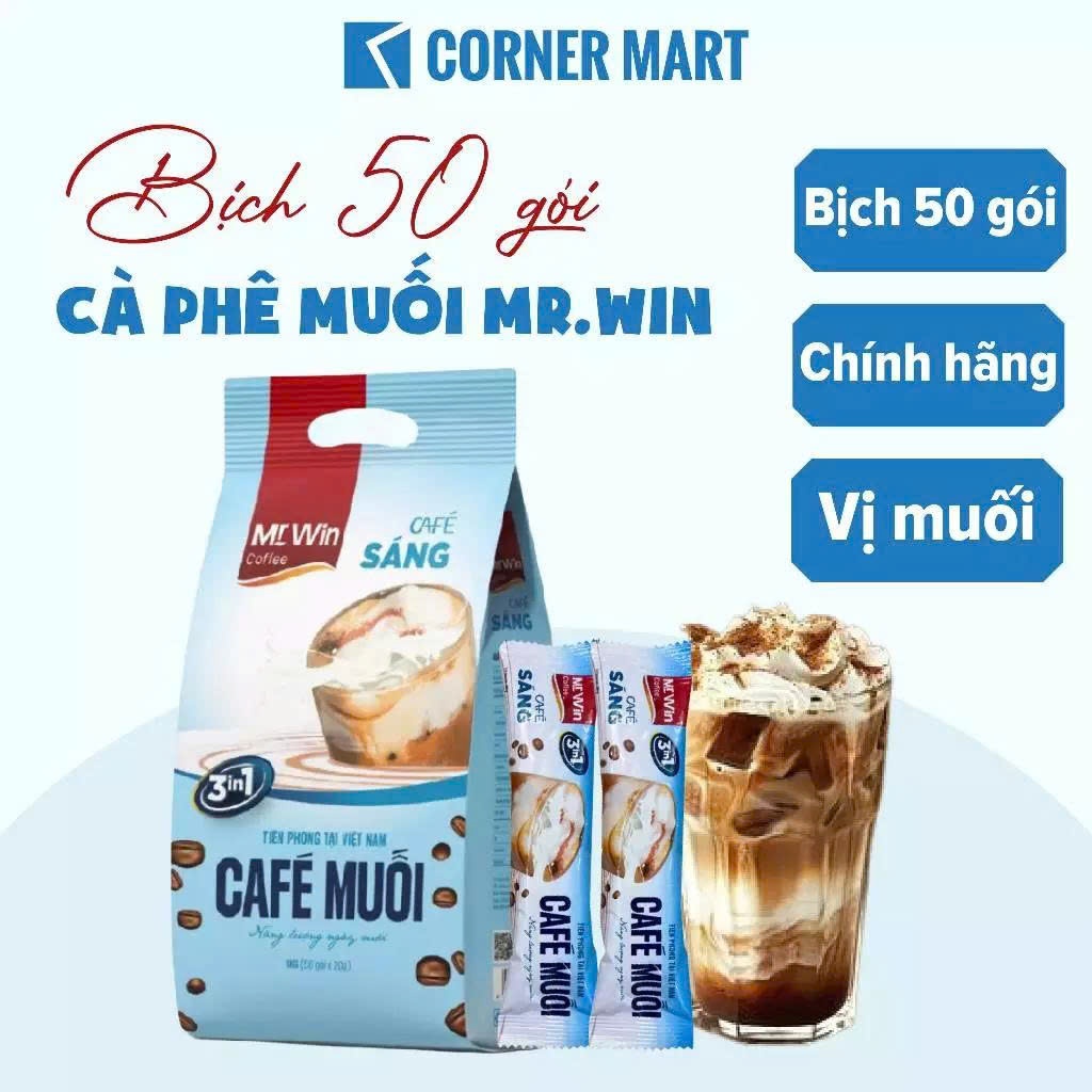[SALE TO] Cà Phê Muối Hòa Tan Bịch 50 Gói Chuẩn Việt Đậm Vị Ngon Khó Cưỡng Mr.Win