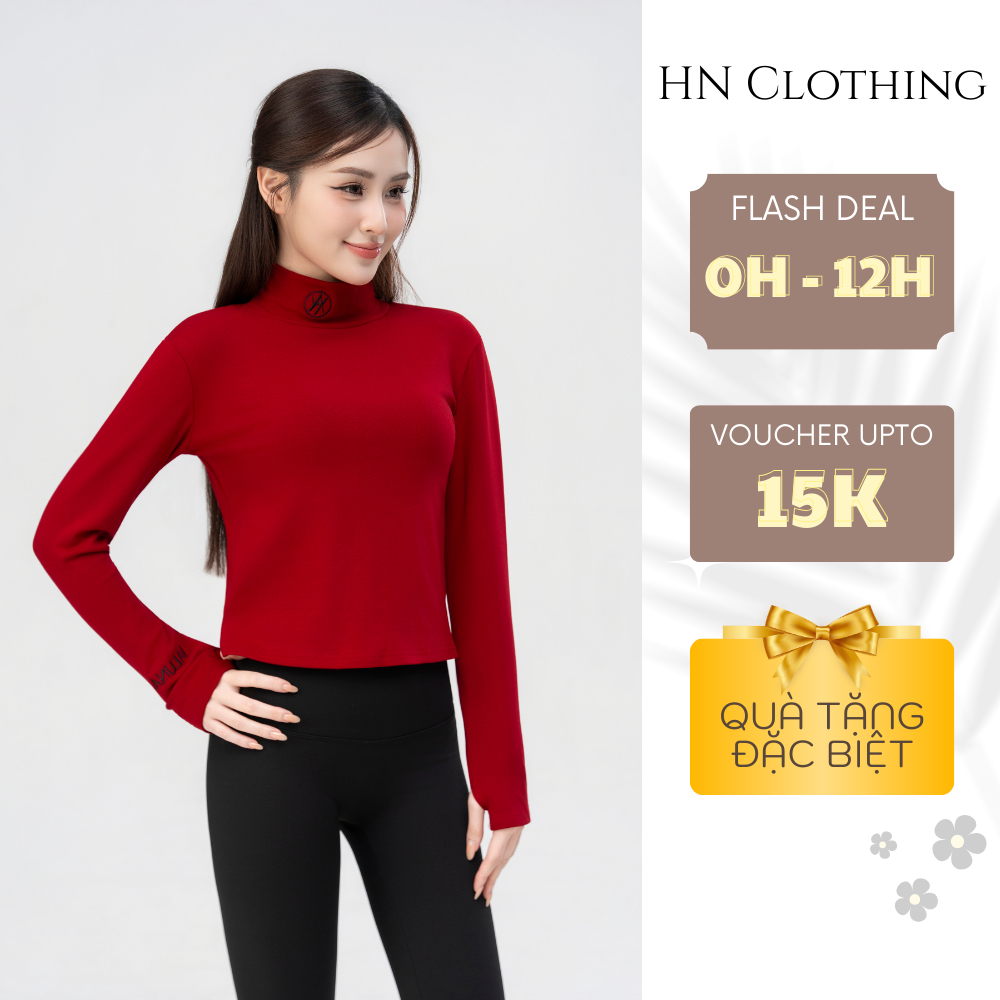 Áo thun nữ cổ cao tay dài ôm dáng, áo nữ co giãn mềm mịn giữ ấm thu đông HN Clothing A2