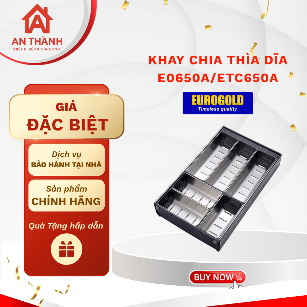 Khay chia thìa dĩa đũa Eurogold E0650A/ETC650A khay ngăn kéo tủ bếp thông minh tiện lợi