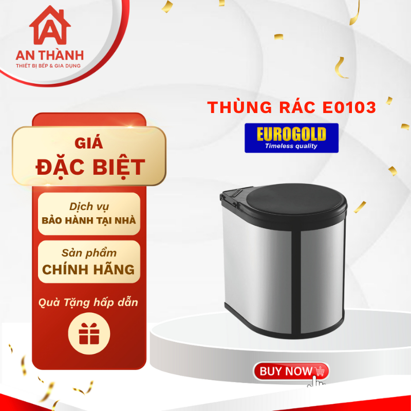 Thùng Rác Inox Eurogold E0103 – Giúp Sắp Xếp Không Gian Bếp Khoa Học