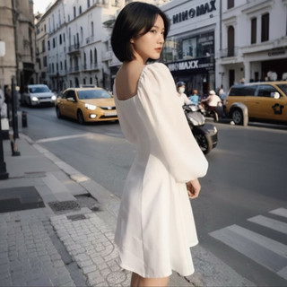 Đầm cổ vuông tay phồng dài 5 màu (kèm hình thật)
