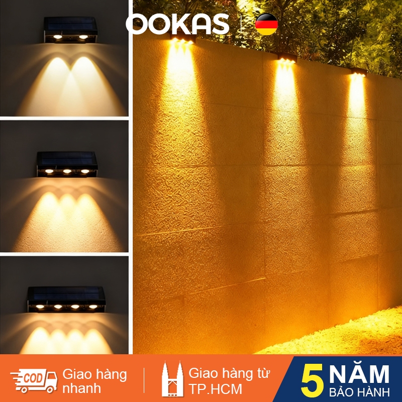 OOKAS Đèn năng lượng mặt trời, , Chống nước IP67 LED Đèn trang trí tòa nhà, sân vườn, tường