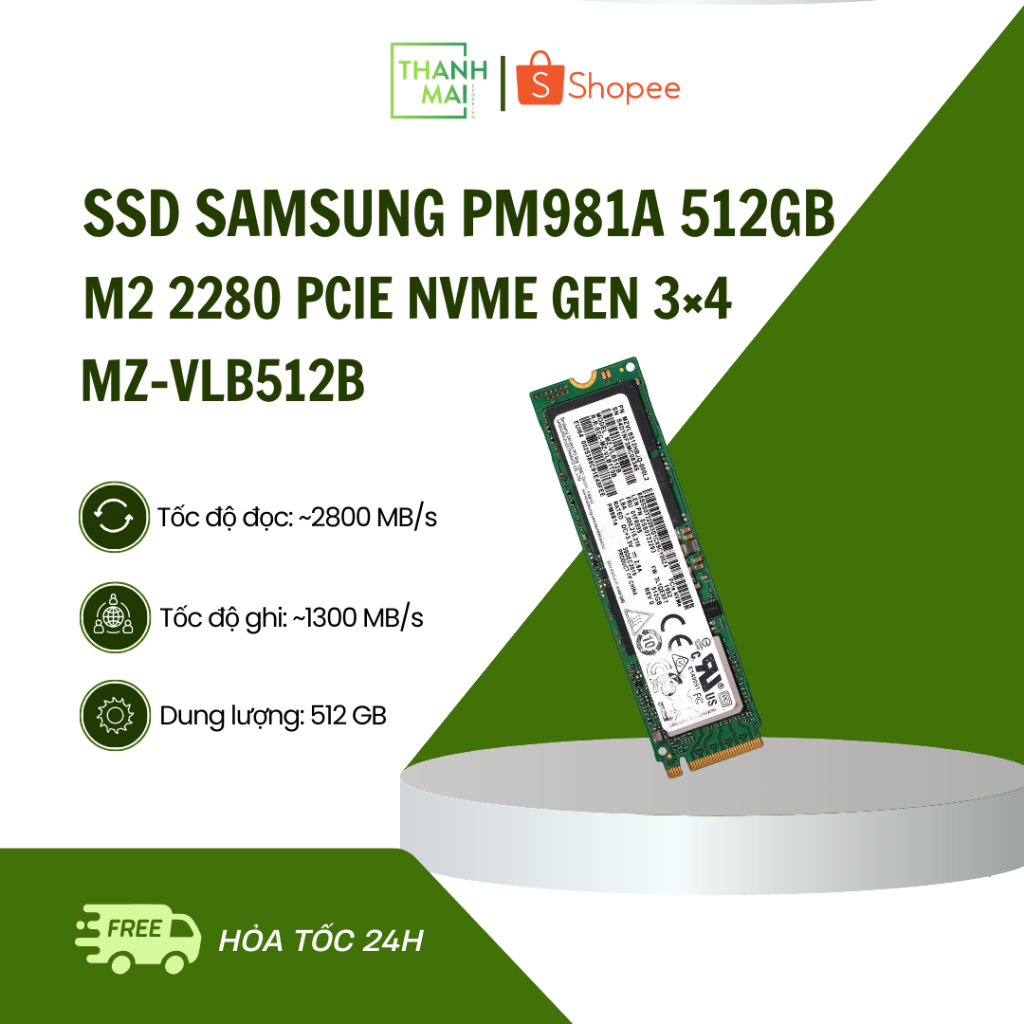 Ổ Cứng SSD Samsung PM981A 512GB M2 2280 PCIe NVMe Gen 3×4 | MZ-VLB512B