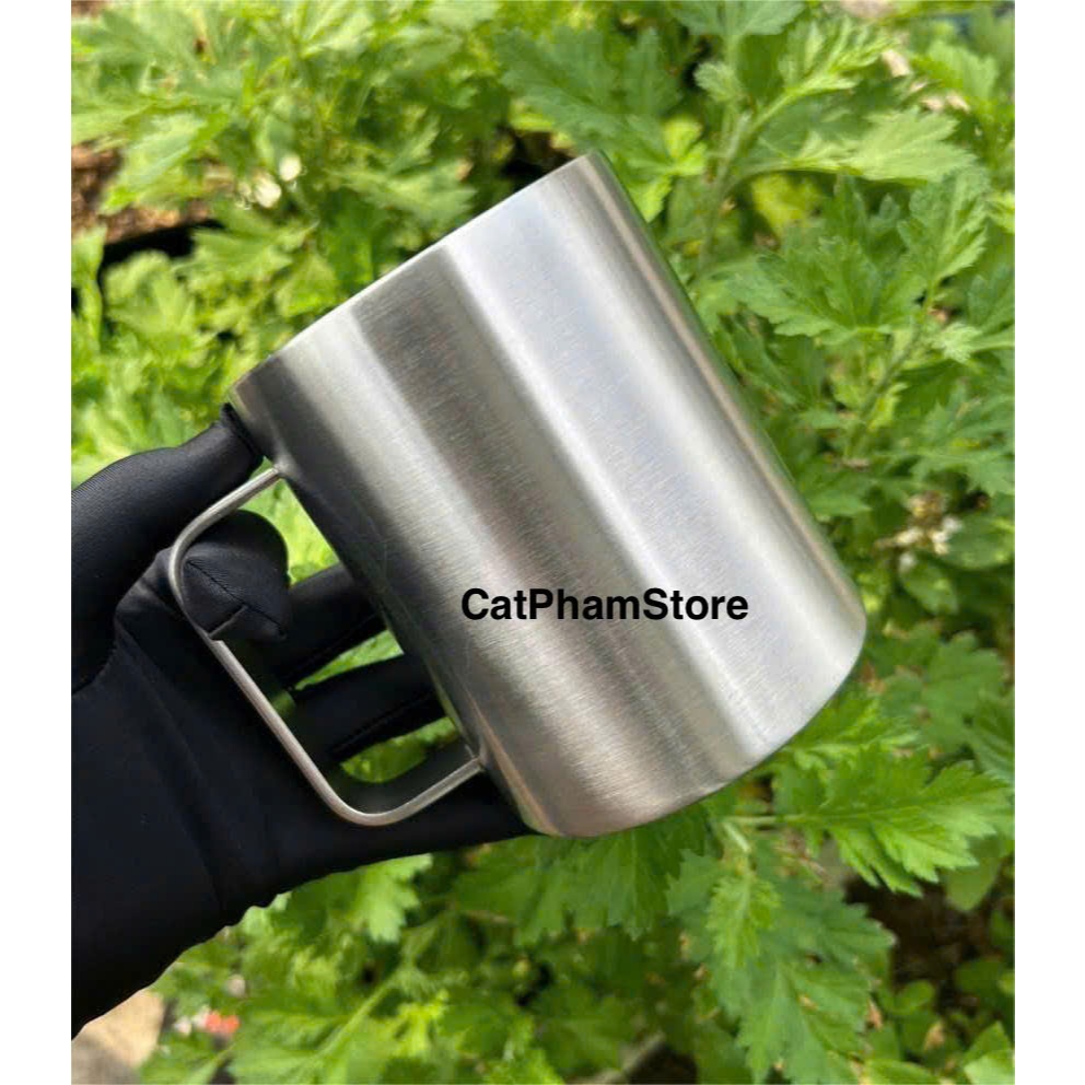 [Inox 304] Cốc/ Ly inox 304, dung tích lớn 480ml có quai cầm chắc chắn, cách nhiệt