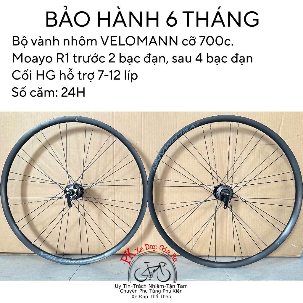 Vành xe đạp 700c cối nổ lớn, siêu trớn, Bộ vành xe đạp Road-Touring sử dụng líp thả, phanh đĩa 6 ốc,