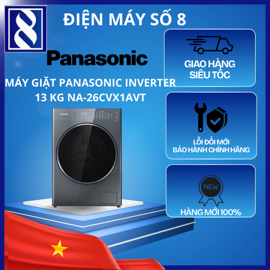 Điện Máy Số 8 | NA-26CVX1AVT | Máy giặt Panasonic Inverter 13 kg NA-26CVX1AVT - Chính Hãng