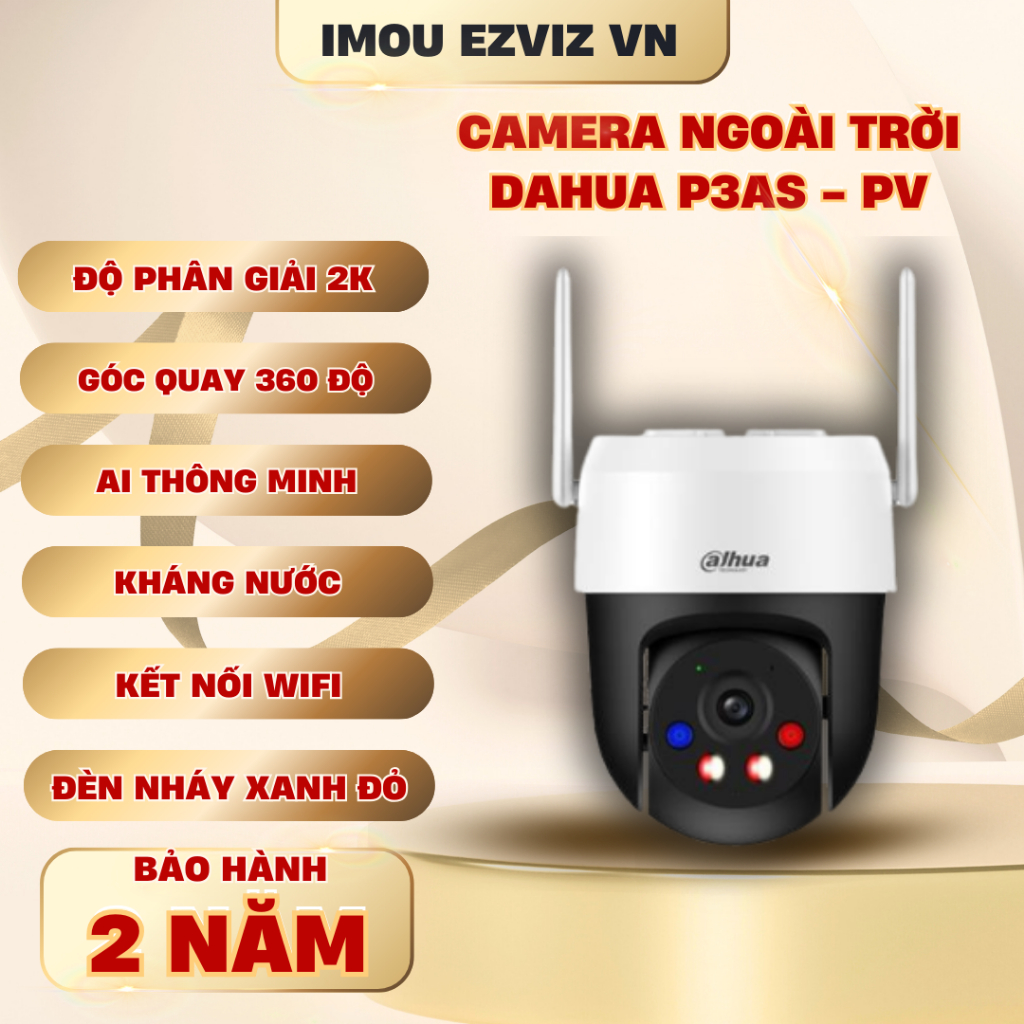 Camera DAHUA P3AS-PV, độ phân giải 3MP, xoay 360, đàm thoại 2 chiều , tự động xoay theo người , cảnh