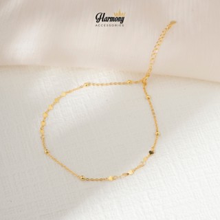 Lắc chân nữ bạc 925 xi vàng 14k dải trái tim cao cấp Maris | HARMONY ACCESSORIES LC23