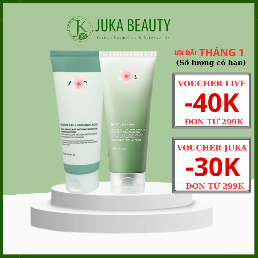 (MẪU MỚI) Sữa rửa mặt Anua Heartleaf Succinic Moisture/ Quercetinol HEARTLEAF + BHA Pore Deep Cleans