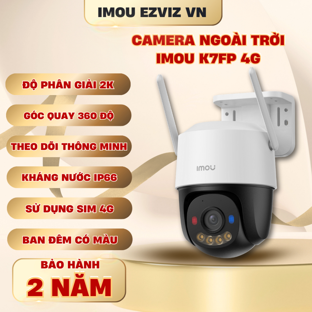 Camera Imou Cruiser SC 4G K7FP 3MP Dùng SIM Xoay 360 Độ Báo Động Đèn Xanh Đỏ