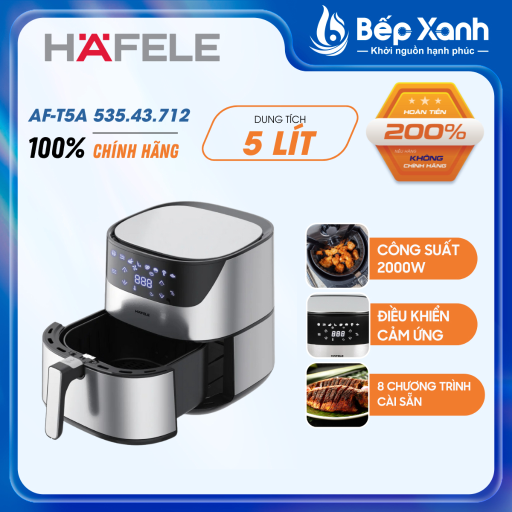 Nồi chiên không dầu 5.5L Hafele AF-T5A (535.43.712) / HS-AF502B (535.43.713) - Bảo hành 1 năm