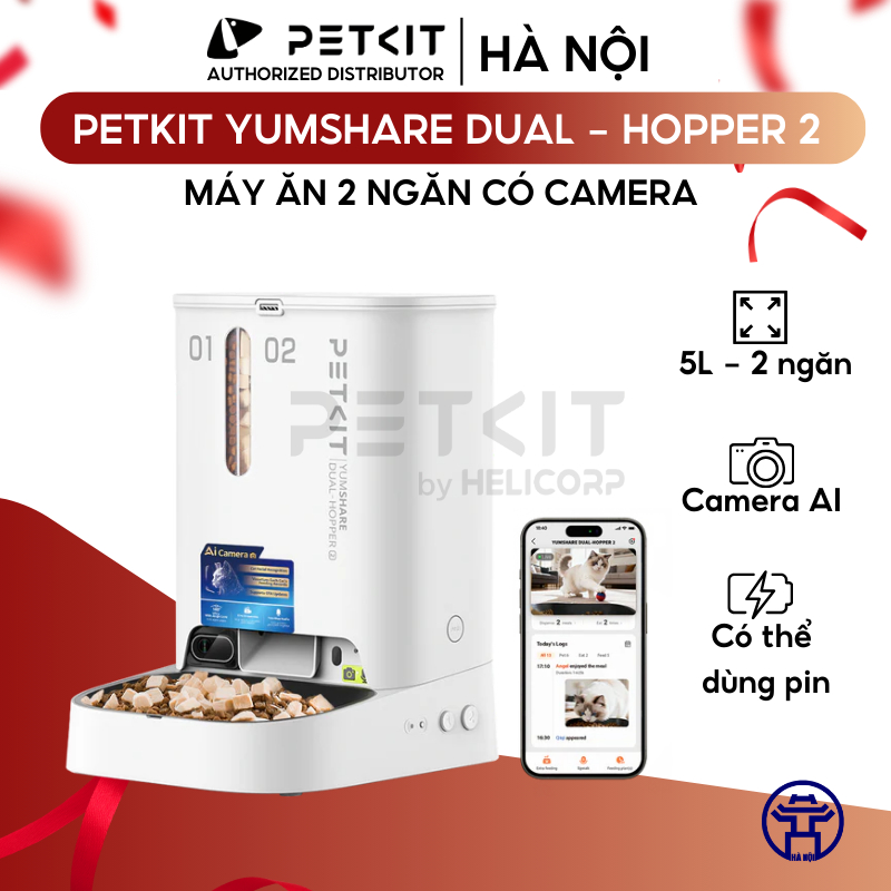[GEMINI Có Camera AI] Máy Cho Thú Cưng Ăn PETKIT Yumshare Dual - Hopper 2