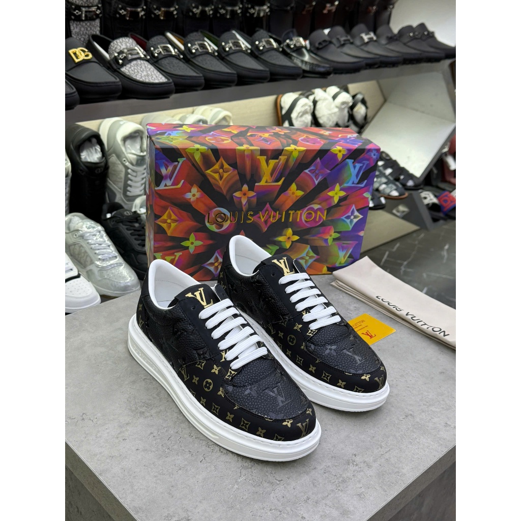 Giày dây Snk Dsquared2 màu trắng dệt vân chữ màu đỏ monogram thêu vạch sọc ngang quai đế cói pha cao