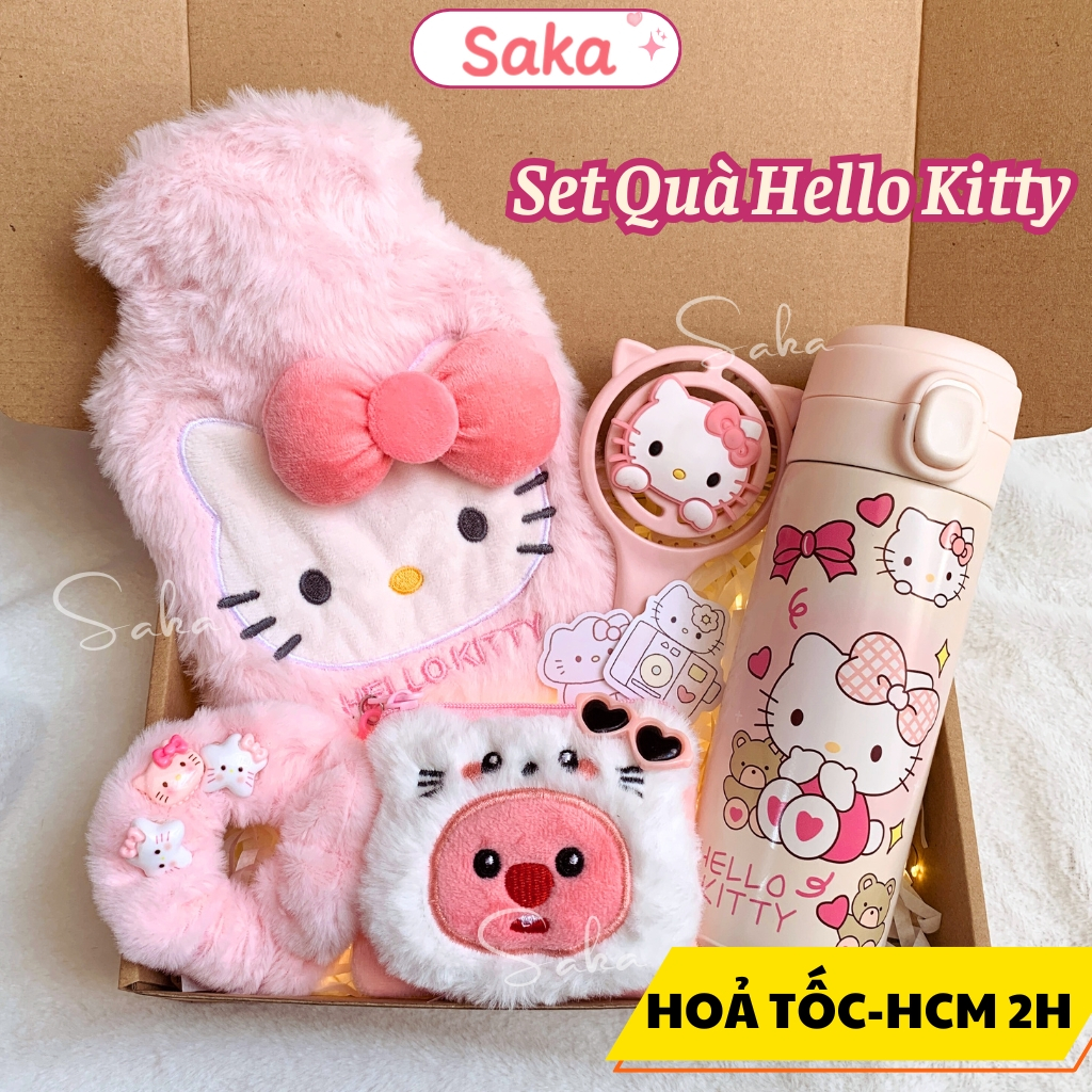 Set Hello Kitty Túi Chườm- Hộp Quà Hellokitty Quà Valentine 14/2, Ngày 8/3 Kỉ Niệm Dễ Thương Saka Ho