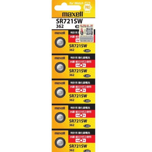 Vỉ 5 Viên Pin SR721SW-362 Maxell Hàng Chính Hãng