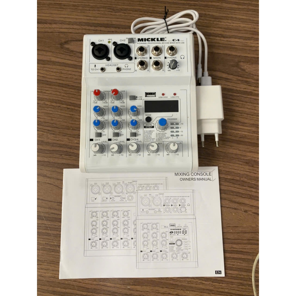 Mixer Mickle E4 chính hãng - Bàn trộn âm thanh - 88 hiệu ứng âm thanh & Bluetooth