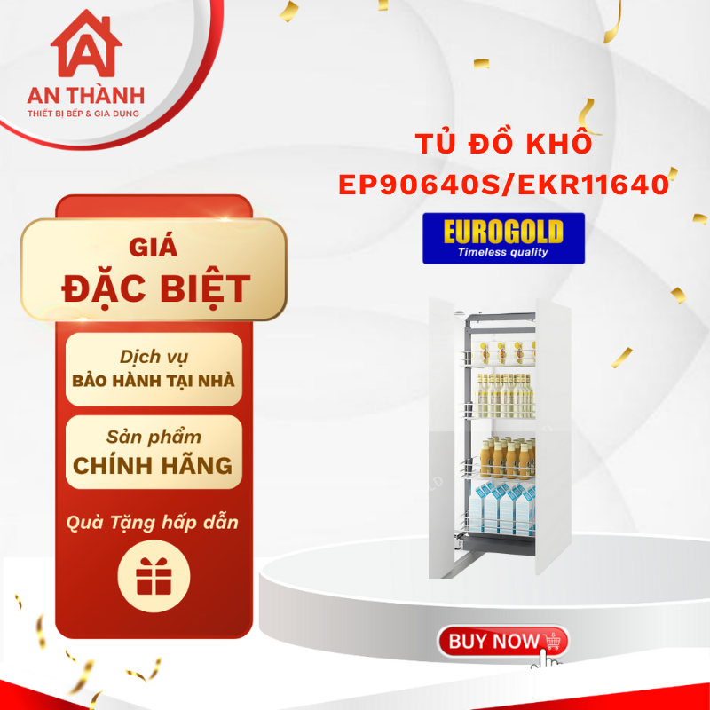 Tủ Kho Nan Cánh Rút Eurogold EP90640S/EKR11640 Inox Cao Cấp Cho Tủ Bếp