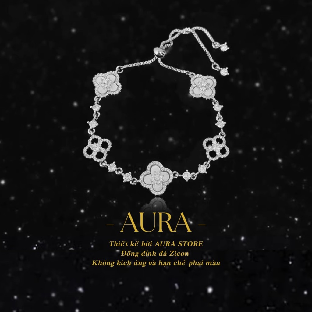 Vòng Tay Cỏ 4 Lá AURA STORE Đồng Ricon – Trang Sức Nữ, Quà Tặng Bạn Gái Kèm Hộp Sang Trọng | AR06