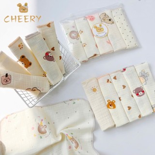 Set 5 khăn xô Cherry muslin 2 lớp siêu thấm hút,mềm mại dành cho bé sơ sinh(size 28x28cm)