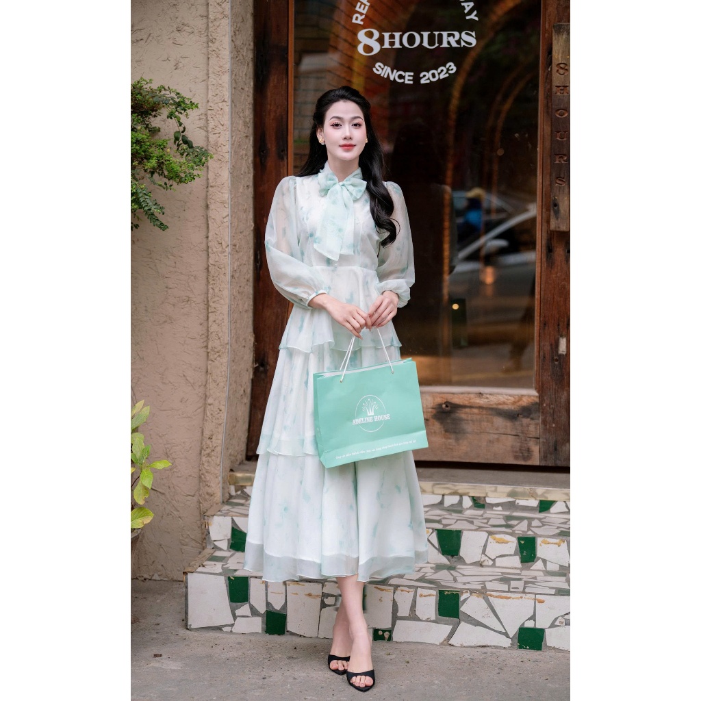 Adeline house - Váy voan hoa buộc nơ "Dew Blossom'' TK148