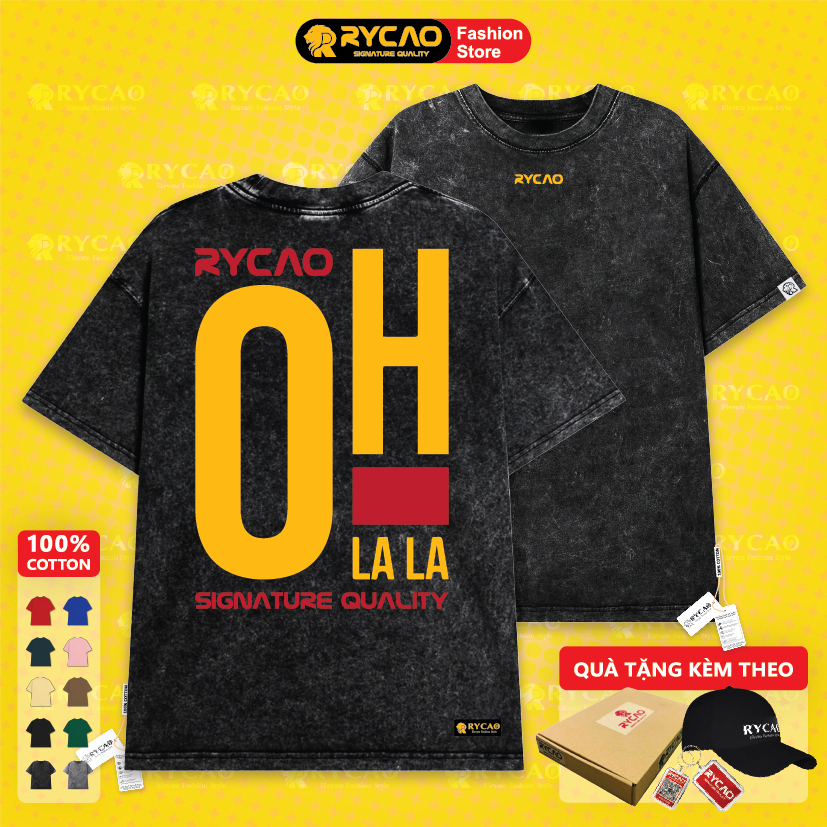 [In Nhủ Vàng Ánh Kim Cao Cấp] Áo Thun Nam Nữ 100% Cotton Chính Phẩm RYCAO -  In Hình OH LA LA ohlala