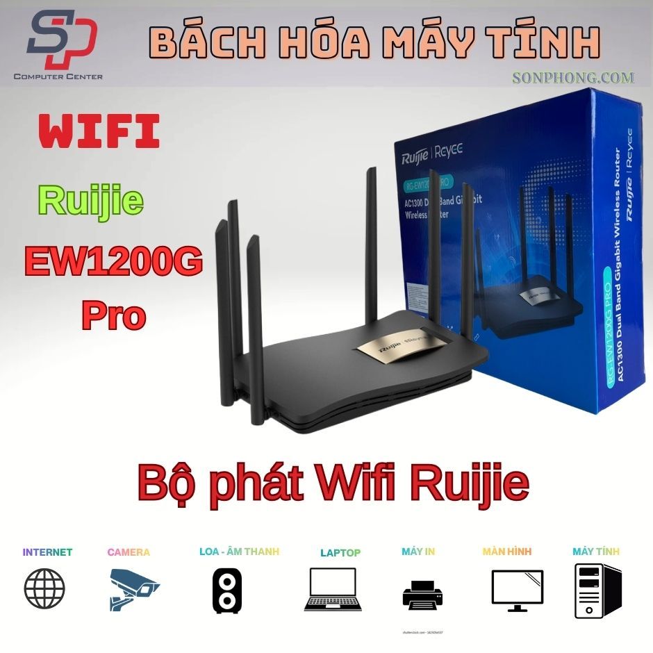 Bộ phát WiFi Ruijie RG-EW1200G PRO (Dual-band AC1300 MU-MIMO hỗ trợ Mesh)