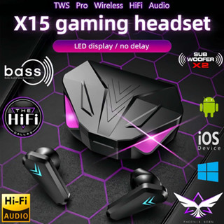 Tai nghe Gaming X15  PRO Tws Bluetooth 5.4.Tai nghe chơi game bluetooth, Không dây có mic với độ trễ cực thấp