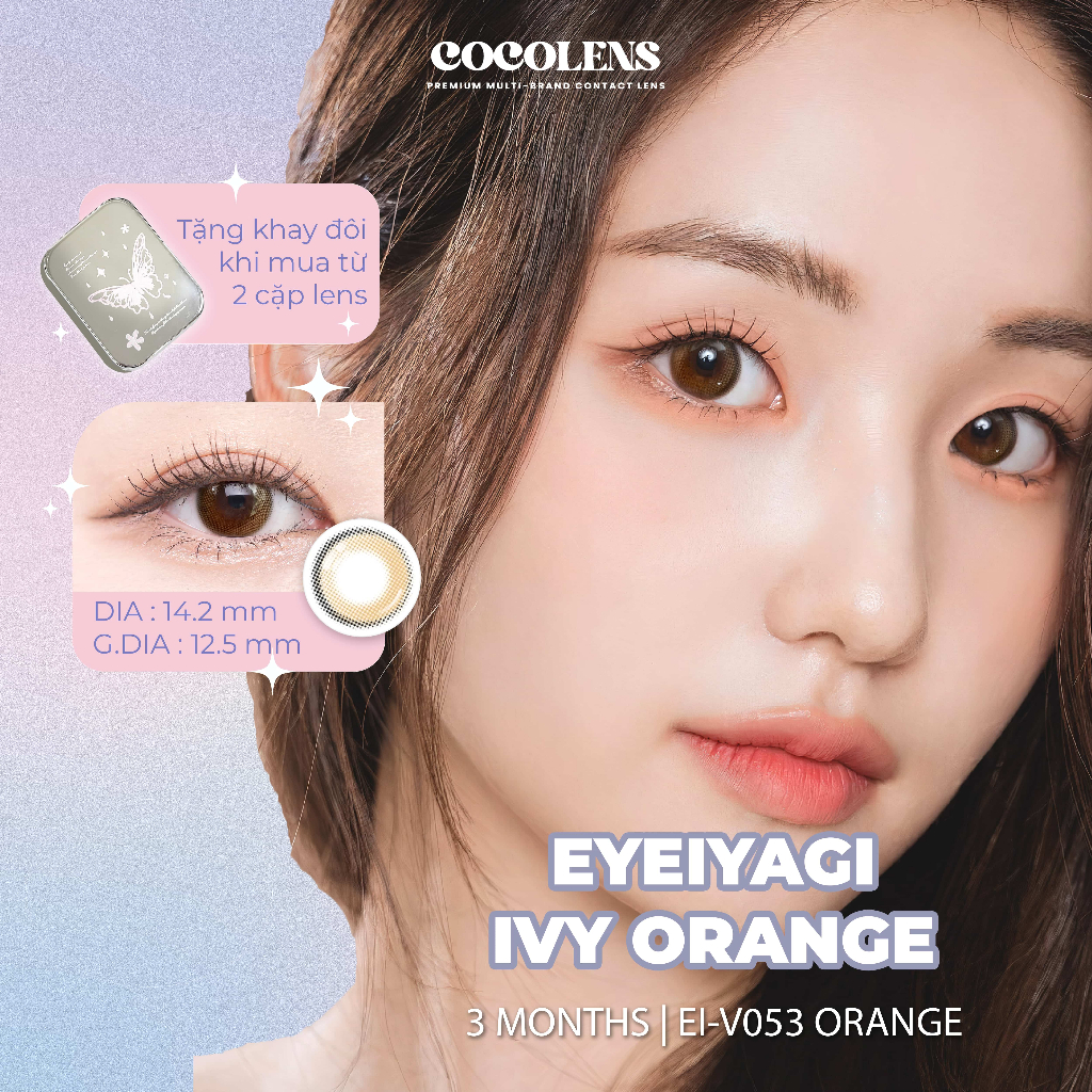 Kính Áp Tròng Hàn Quốc Lệch Độ Màu Nâu Cam EYE IYAGI IVY ORANGE CONTACT LENS 0.00 - 8.00 Độ Cận