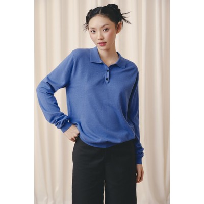 Áo len OLV polo tay dài dễ phối Blue Knit Long Sleeve Top phù hợp mọi dịp và mùa thu đông