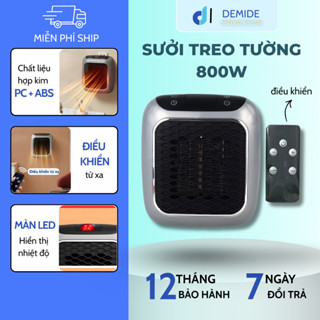 Máy sưởi ấm mini DEMIDE treo tường tự ngắt làm nóng nhanh chóng công suất 800W dễ dàng sử dụng