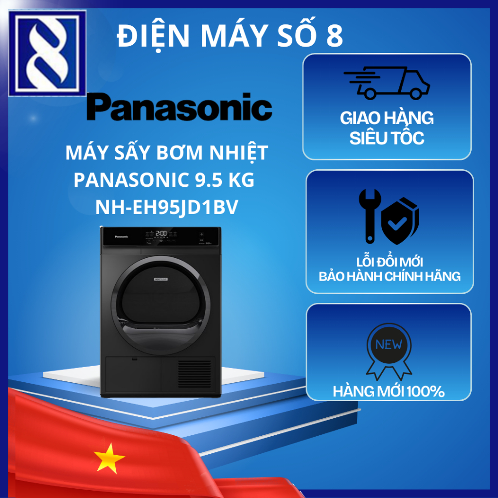 Điện Máy Số 8 | NH-EH95JD1BV | Máy sấy bơm nhiệt Panasonic 9.5 kg NH-EH95JD1BV - Chính Hãng
