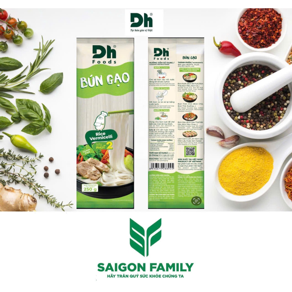 Tổng hợp Bún 250gr- Dh foods/ Mì SPAGHETTI 250gr- Dh foods - New - Sản phẩm mới từ Gạo