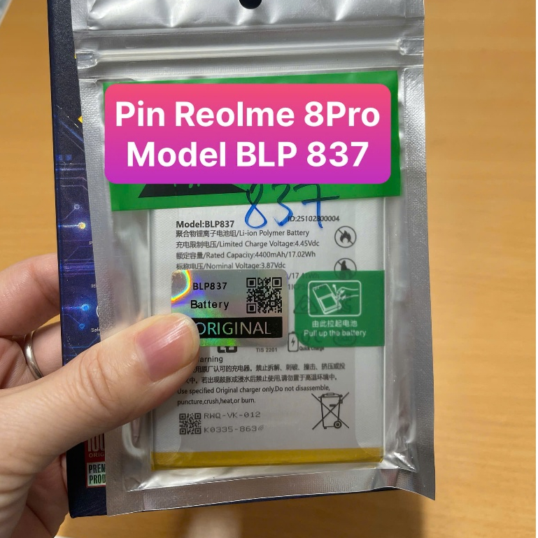 Pin zin Realme 8 pro,MODEL BLP 837