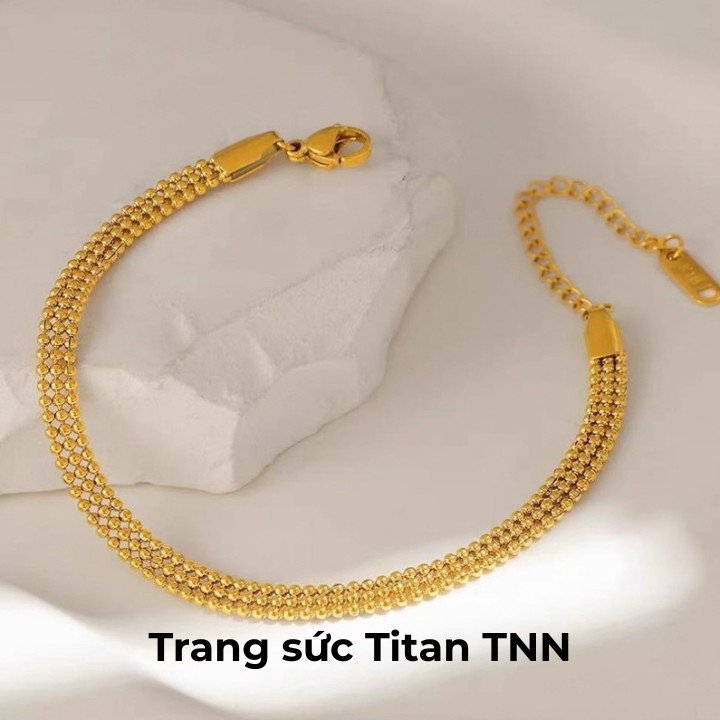 Lắc tay Titan - bi 1.4mm đính 3 hàng | 17+4cm